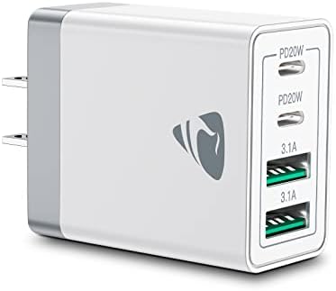 AIONEUS 40W 4-PORT USB C מטען קיר + כבל USB מסוג C [2-PACK/6FT]